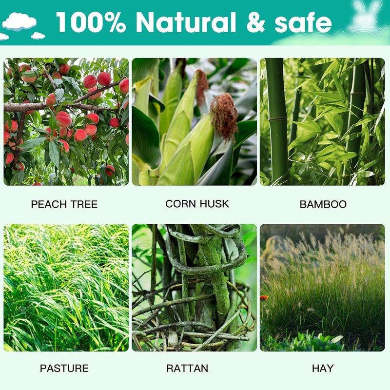 Jorewood Rabbit Chew Toys, Natural Reed Grass Hanging Basket Chews, Woven Bunny Chewing Timothy Cake Wood Treats for Small Pets