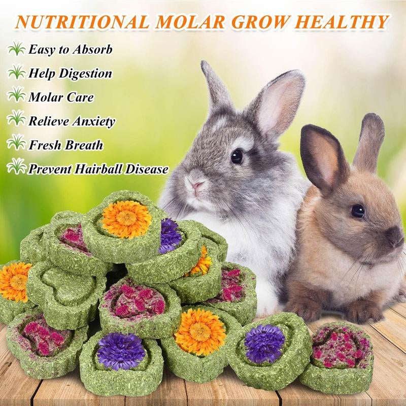 EVERBETTERUS Timothy Hay Treats Natural Chews for Teeth Handmade Rabbit, Chinchilla, Gerbil, Rat, Hamster Toys Bunny & Guinea Pig Toys, 12Pcs