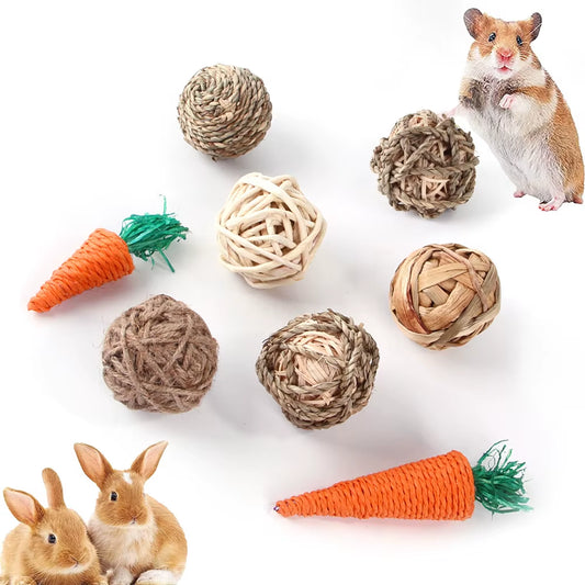 Hamster Rabbit Toys Big Hamster Ball Toy Toothbrush Hamster Accessories Small Animals Rabbit Chew Toys Hemp Rope Balls Pet Toy