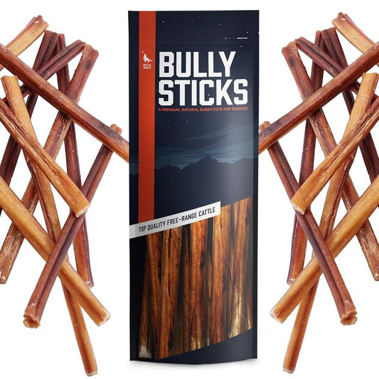 12-Inch Bully Sticks (8Oz./~5 Sticks) Healthy, All-Natural, Long-Lasting Dog Chew Bones - Low Odor - Mixed Thickness - Lab-Tested, Hand-Inspected and Packed with Love in the USA